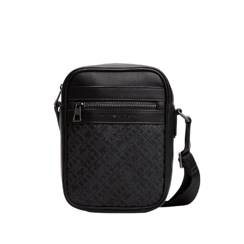 TOMMY HILFIGER MONOGRAM MINI REPORTER ΤΣΑΝΤΑ ΑΝΔΡΙΚΗ BLACK