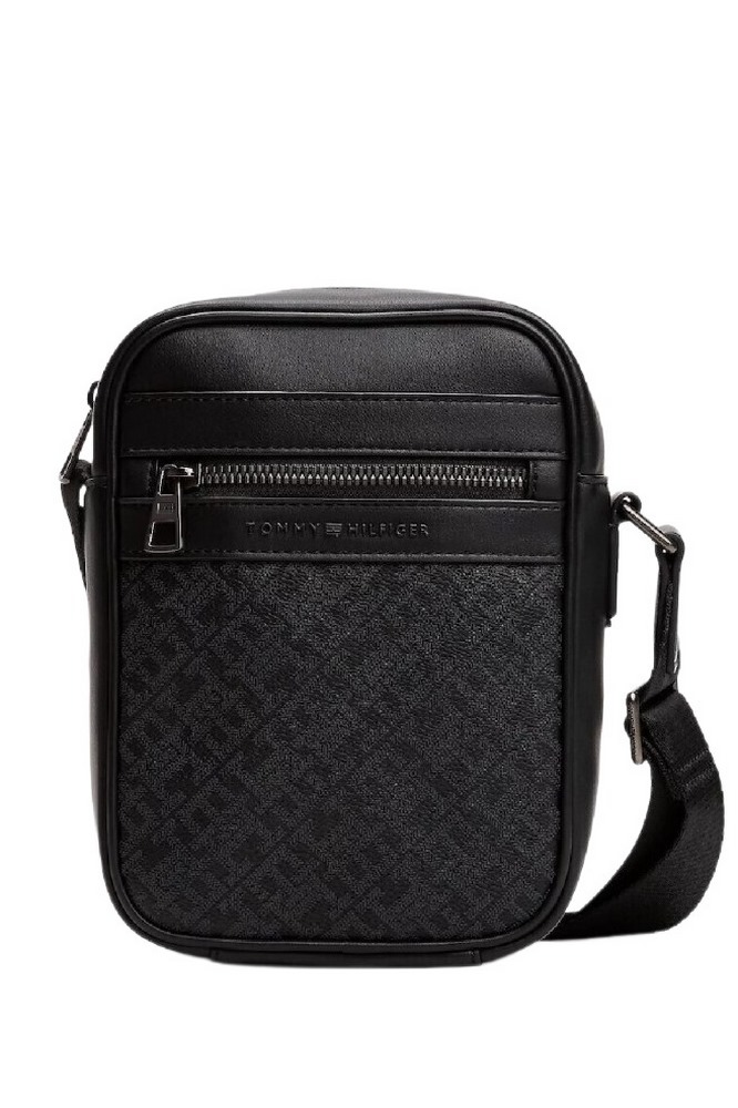 TOMMY HILFIGER MONOGRAM MINI REPORTER ΤΣΑΝΤΑ ΑΝΔΡΙΚΗ BLACK