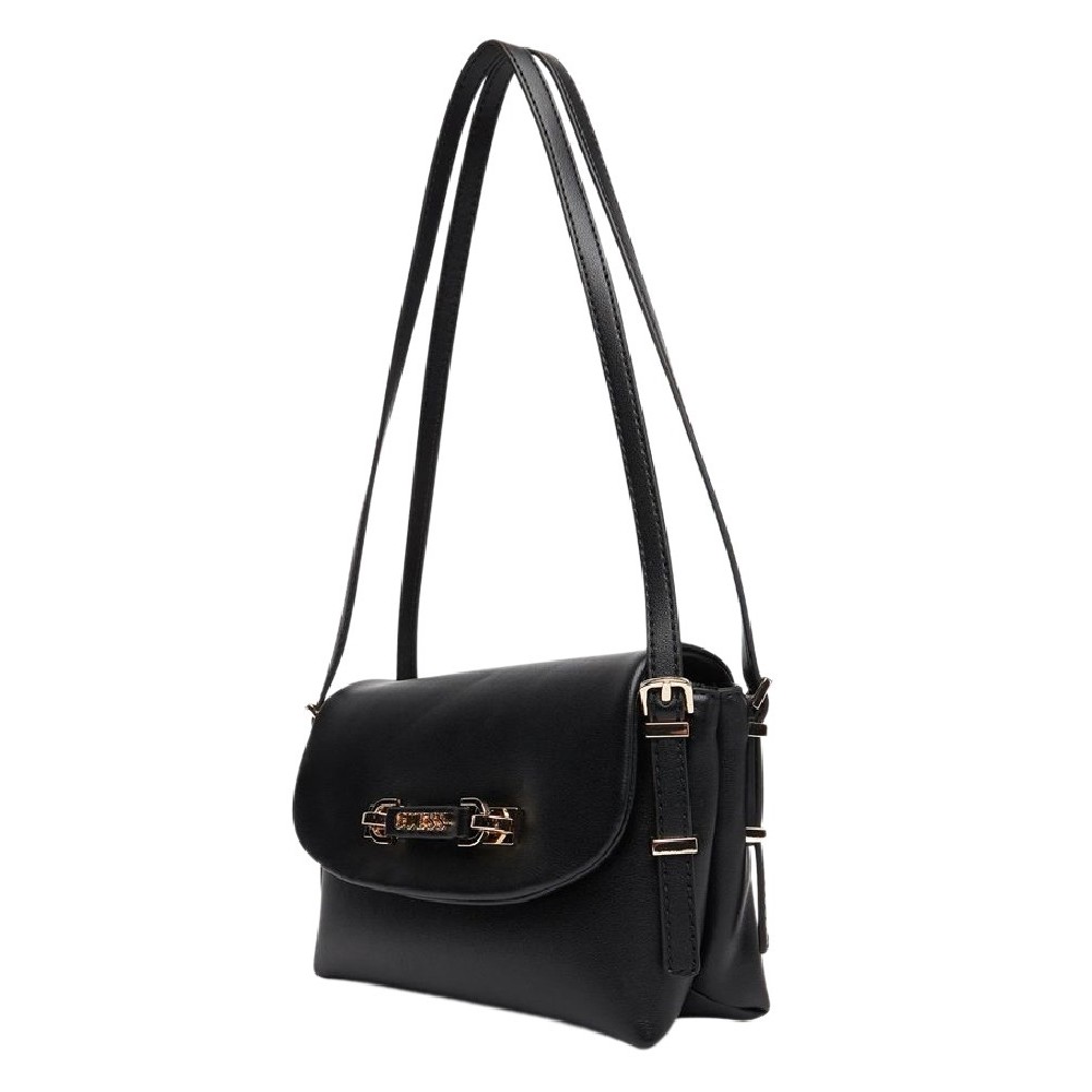 GUESS LEFIA FLAP SHOULDER BAG ΤΣΑΝΤΑ ΓΥΝΑΙΚΕΙΑ BLACK
