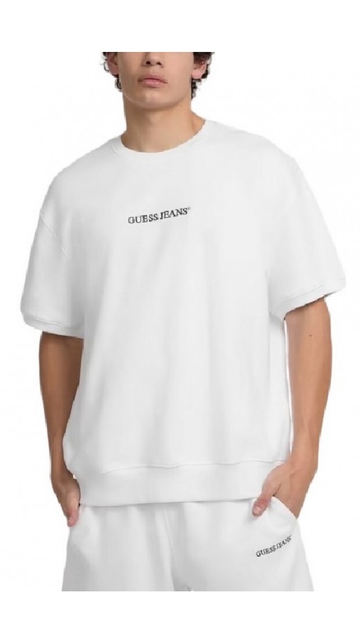 GUESS JEANS CN OS SS LOGO EMB ΦΟΥΤΕΡ ΜΠΛΟΥΖΑ ΑΝΔΡΙΚΗ WHITE
