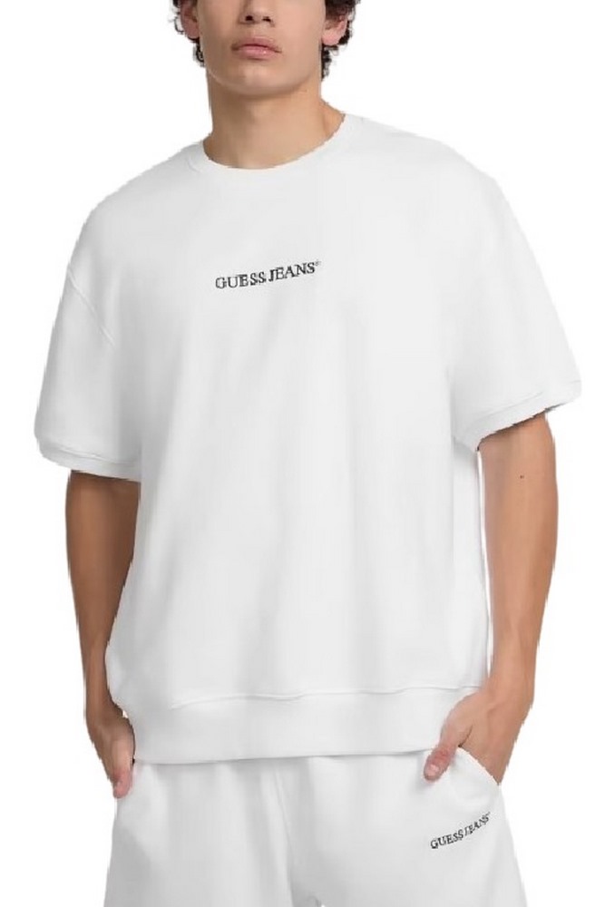 GUESS JEANS CN OS SS LOGO EMB ΦΟΥΤΕΡ ΜΠΛΟΥΖΑ ΑΝΔΡΙΚΗ WHITE