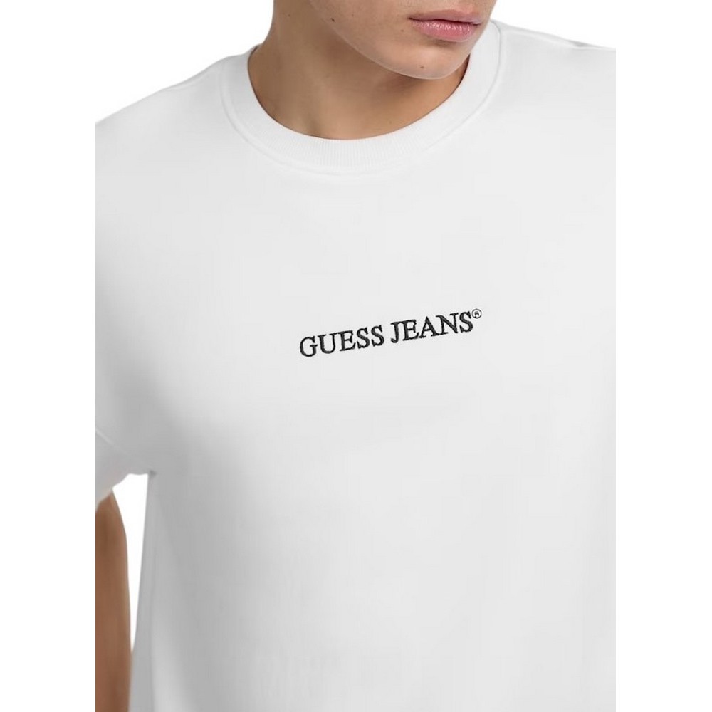 GUESS JEANS CN OS SS LOGO EMB ΦΟΥΤΕΡ ΜΠΛΟΥΖΑ ΑΝΔΡΙΚΗ WHITE