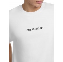 GUESS JEANS CN OS SS LOGO EMB ΦΟΥΤΕΡ ΜΠΛΟΥΖΑ ΑΝΔΡΙΚΗ WHITE