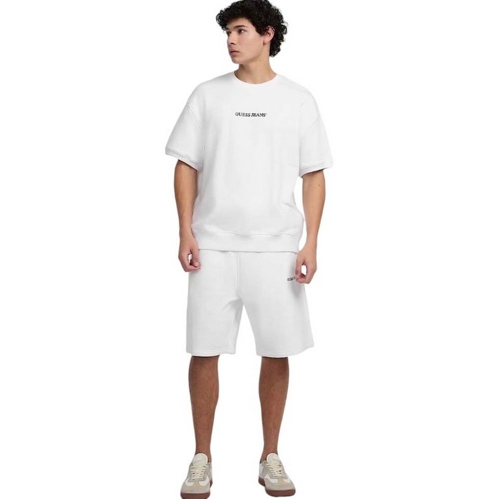 GUESS JEANS CN OS SS LOGO EMB ΦΟΥΤΕΡ ΜΠΛΟΥΖΑ ΑΝΔΡΙΚΗ WHITE