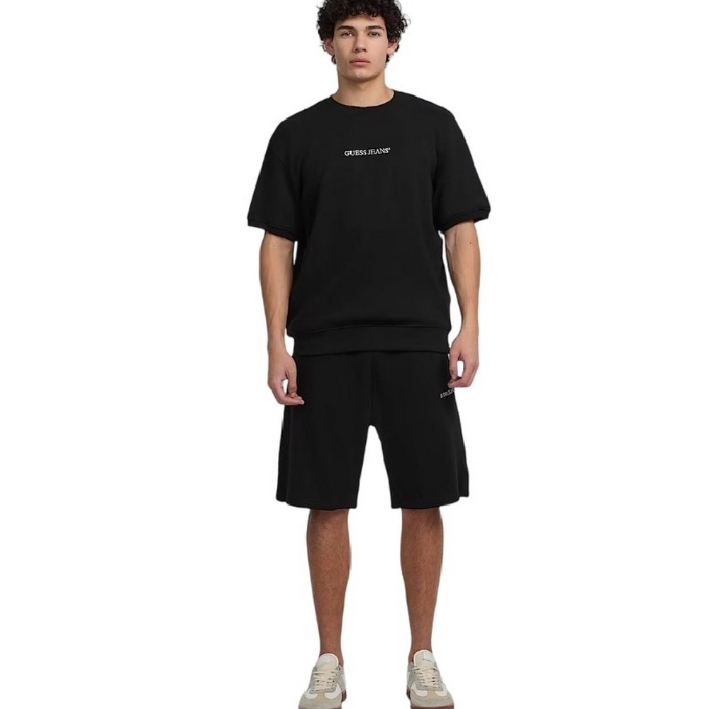 GUESS JEANS CN OS SS LOGO EMB ΦΟΥΤΕΡ ΜΠΛΟΥΖΑ ΑΝΔΡΙΚΗ BLACK