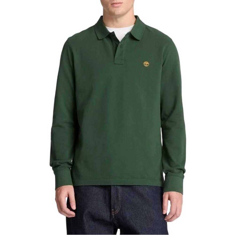 TIMBERLAND PIQUE POLO ΜΠΛΟΥΖΑ ΜΑΚΡΥΜΑΝΙΚΗ ΑΝΔΡΙΚΗ DARK GREEN