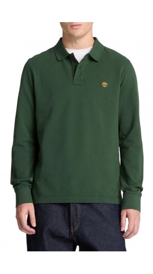 TIMBERLAND PIQUE POLO ΜΠΛΟΥΖΑ ΜΑΚΡΥΜΑΝΙΚΗ ΑΝΔΡΙΚΗ DARK GREEN