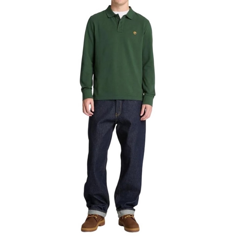 TIMBERLAND PIQUE POLO ΜΠΛΟΥΖΑ ΜΑΚΡΥΜΑΝΙΚΗ ΑΝΔΡΙΚΗ DARK GREEN