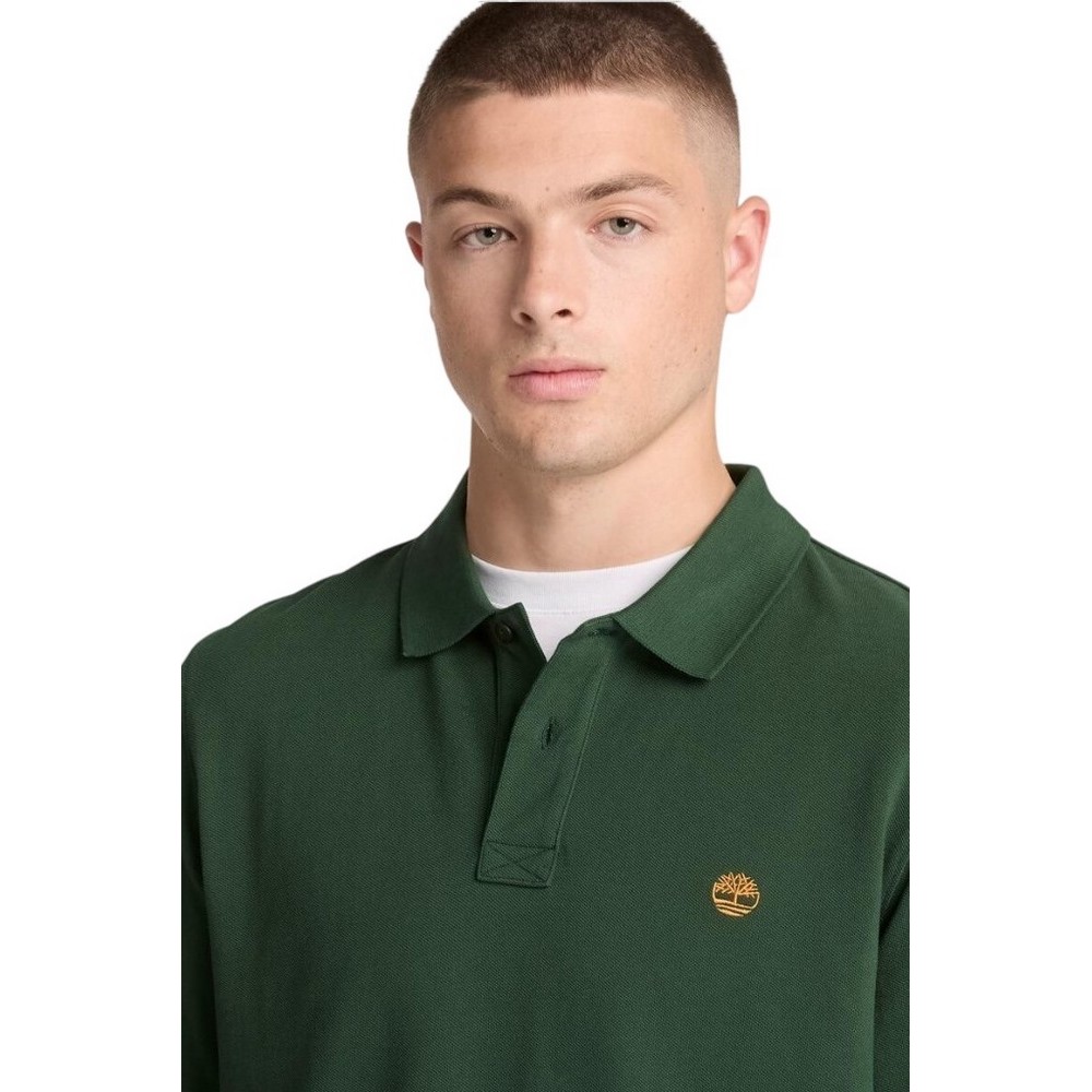TIMBERLAND PIQUE POLO ΜΠΛΟΥΖΑ ΜΑΚΡΥΜΑΝΙΚΗ ΑΝΔΡΙΚΗ DARK GREEN