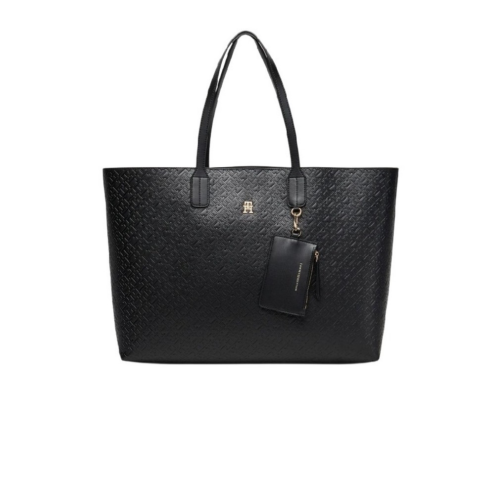 TOMMY HILFIGER ICON TOTE MONO ΤΣΑΝΤΑ ΓΥΝΑΙΚΕΙΑ BLACK