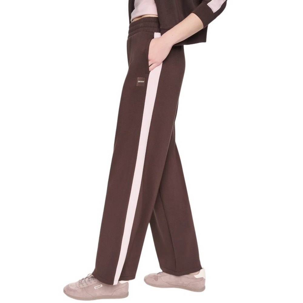 DKNY HIGH RISE SIDE STRIPE WIDE LEG PANT ΦΟΡΜΑ ΠΑΝΤΕΛΟΝΙΓΥΝΑΙΚΕΙΟ COFFEE