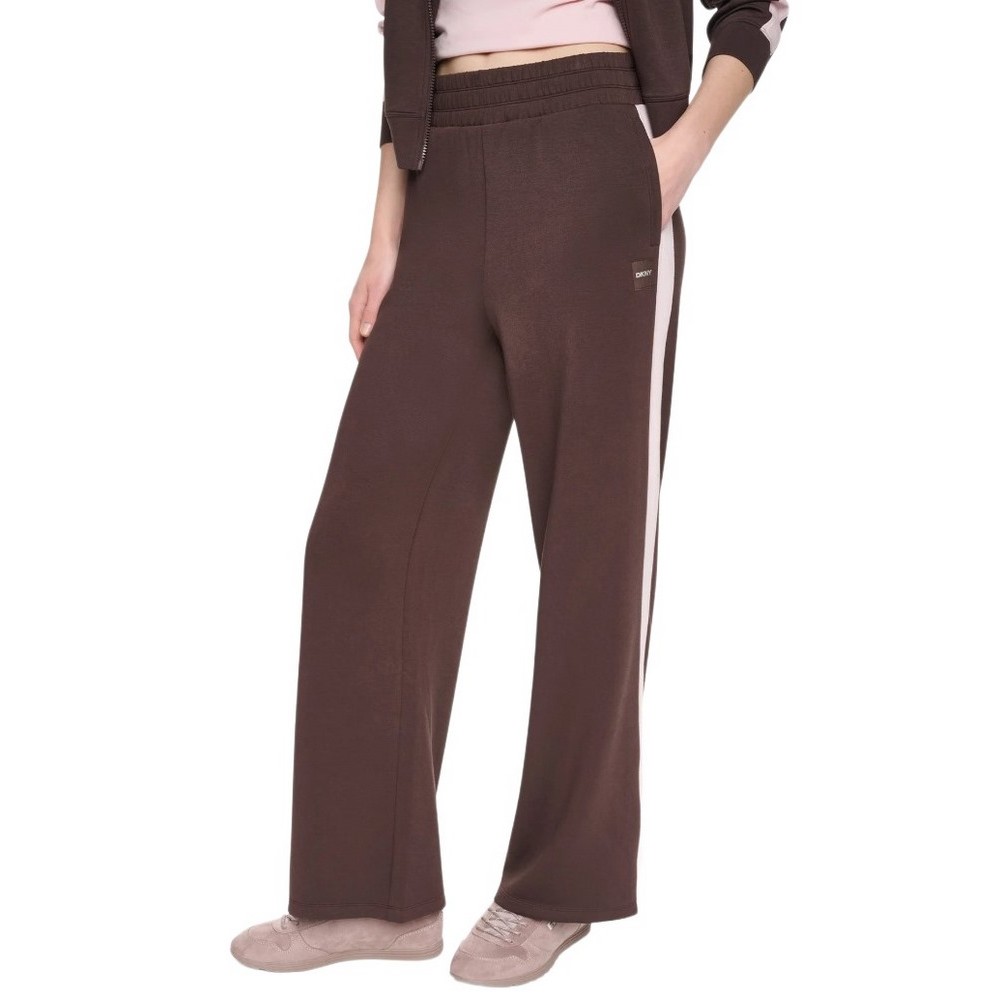 DKNY HIGH RISE SIDE STRIPE WIDE LEG PANT ΦΟΡΜΑ ΠΑΝΤΕΛΟΝΙΓΥΝΑΙΚΕΙΟ COFFEE