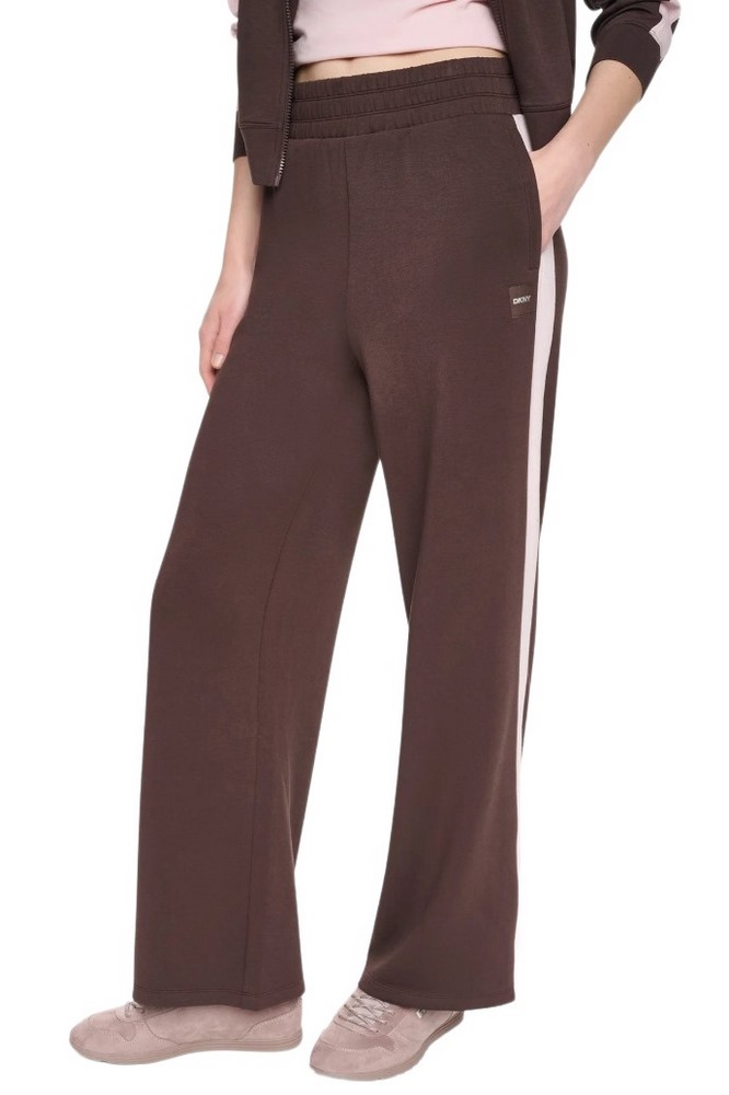 DKNY HIGH RISE SIDE STRIPE WIDE LEG PANT ΦΟΡΜΑ ΠΑΝΤΕΛΟΝΙΓΥΝΑΙΚΕΙΟ COFFEE