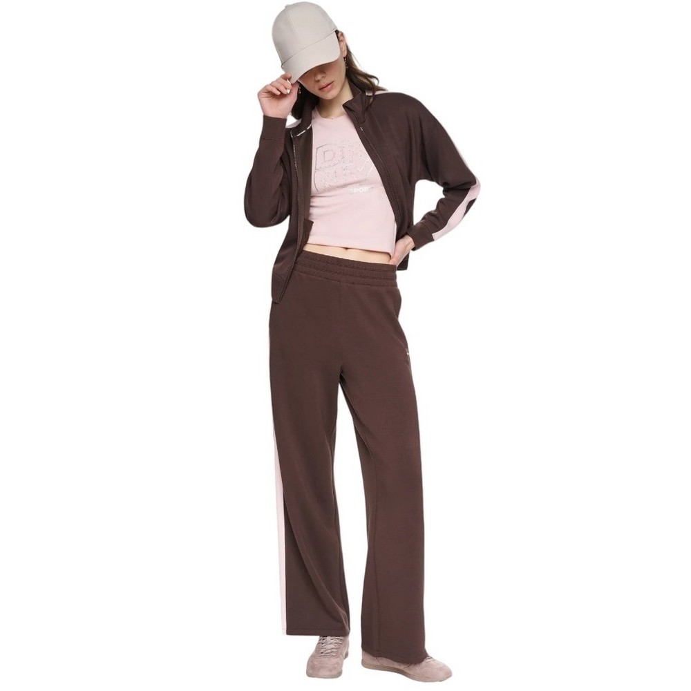 DKNY HIGH RISE SIDE STRIPE WIDE LEG PANT ΦΟΡΜΑ ΠΑΝΤΕΛΟΝΙΓΥΝΑΙΚΕΙΟ COFFEE