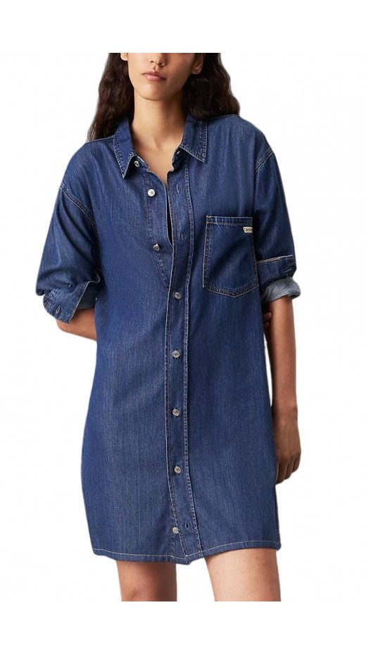 CALVIN KLEIN JEANS BELTED TENCEL DENIM SHIRT DRESS ΦΟΡΕΜΑ ΓΥΝΑΙΚΕΙΟ BLUΕ DENIM