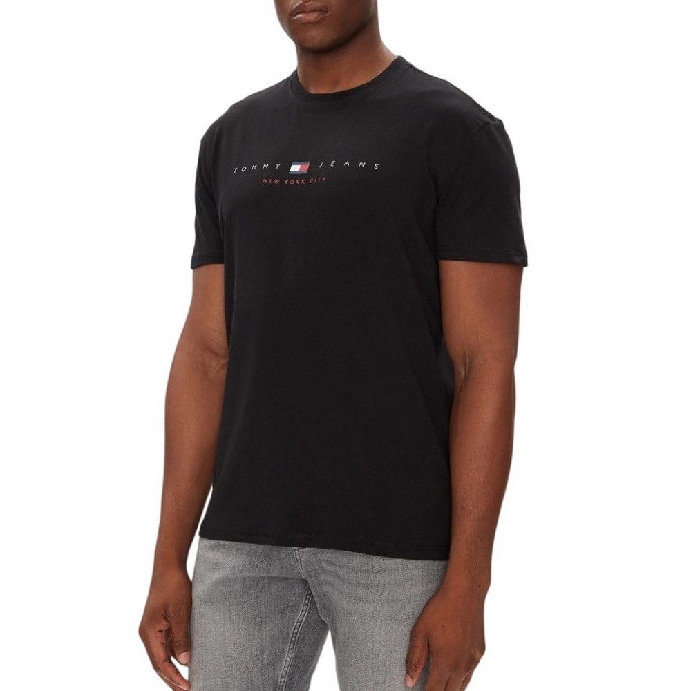 TOMMY JEANS REG FLAG LINEAR TEE T-SHIRT ΜΠΛΟΥΖΑ ΑΝΔΡΙΚΗ BLACK
