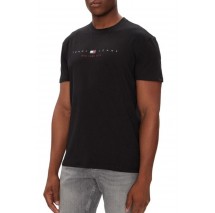 TOMMY JEANS REG FLAG LINEAR TEE T-SHIRT ΜΠΛΟΥΖΑ ΑΝΔΡΙΚΗ BLACK