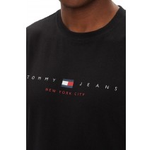 TOMMY JEANS REG FLAG LINEAR TEE T-SHIRT ΜΠΛΟΥΖΑ ΑΝΔΡΙΚΗ BLACK