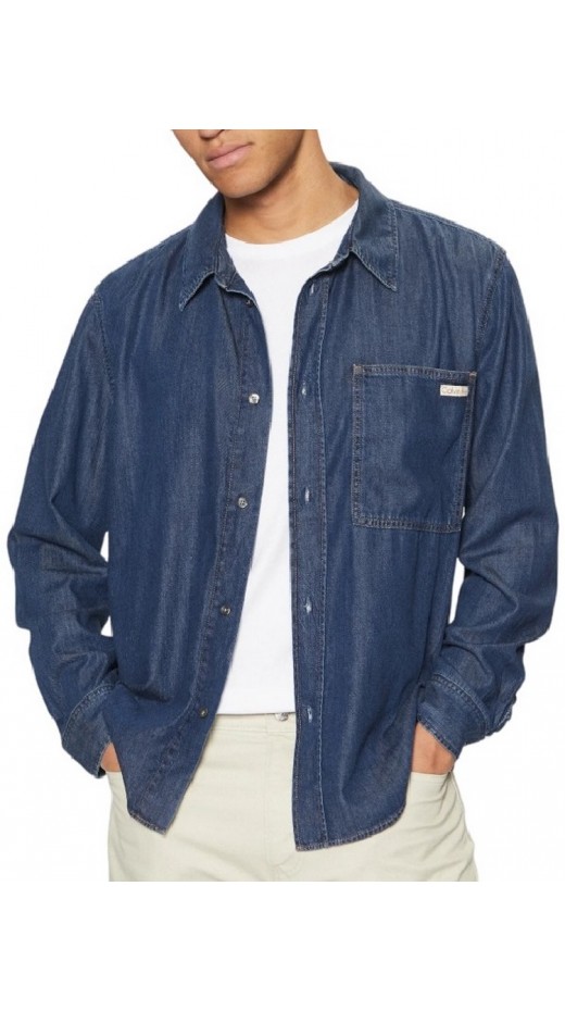 CALVIN KLEIN REGULAR DENIM ΠΟΥΚΑΜΙΣΟ ΑΝΔΡΙΚΟ BLUΕ DENIM