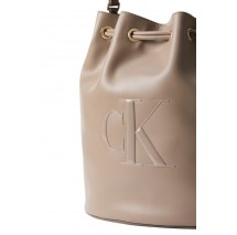 CALVIN KLEIN RAISED CK LARGE BUCKET BAG ΤΣΑΝΤΑ ΓΥΝΑΙΚΕΙΑ TAUPE