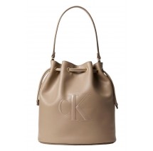 CALVIN KLEIN RAISED CK LARGE BUCKET BAG ΤΣΑΝΤΑ ΓΥΝΑΙΚΕΙΑ TAUPE