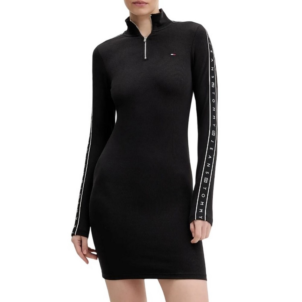 TOMMY JEANS 1/4ZIP TAPE DRESS ΦΟΡΕΜΑ ΓΥΝΑΙΚΕΙΟ BLACK