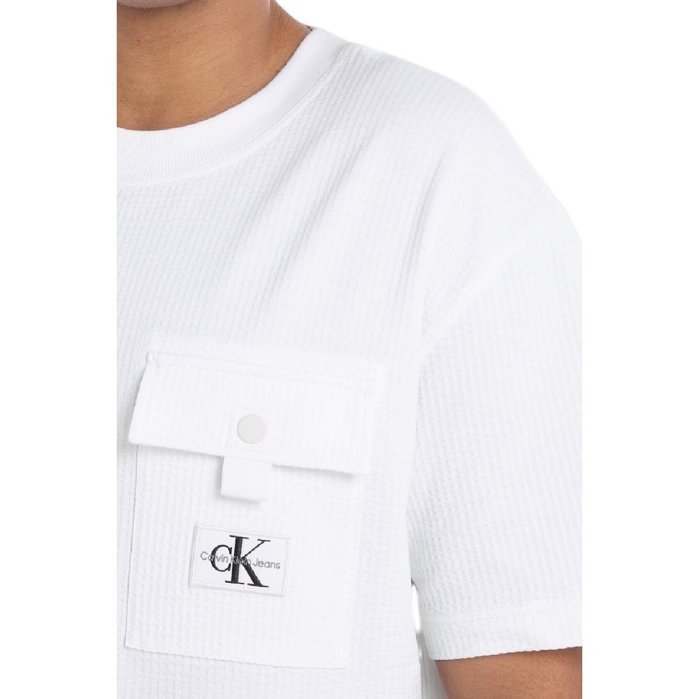 CALVIN KLEIN JEANS TEXTURE POCKET T-SHIRT ΜΠΛΟΥΖΑ ΑΝΔΡΙΚΗ BRIGHT WHITE