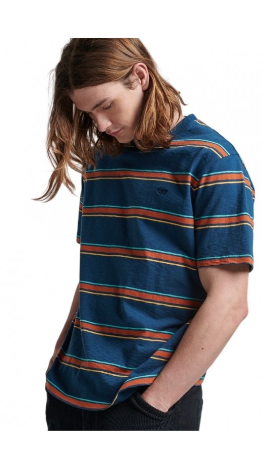 SUPERDRY D2 OVIN VINTAGE TEXTURED STRIPE T-SHIRT ΑΝΔΡΙΚΟ BLUE