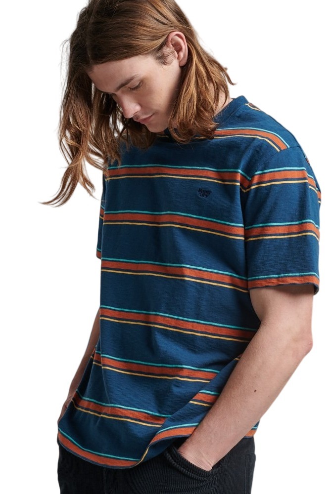 SUPERDRY D2 OVIN VINTAGE TEXTURED STRIPE T-SHIRT ΑΝΔΡΙΚΟ BLUE