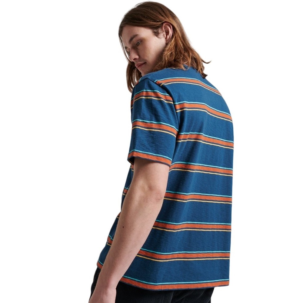 SUPERDRY D2 OVIN VINTAGE TEXTURED STRIPE T-SHIRT ΑΝΔΡΙΚΟ BLUE