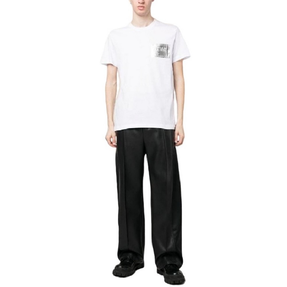 VERSACE JEANS COUTURE PIECE NR TEXT FOIL COTTON JERSEY T-SHIRT ΑΝΔΡΙΚΟ WHITE