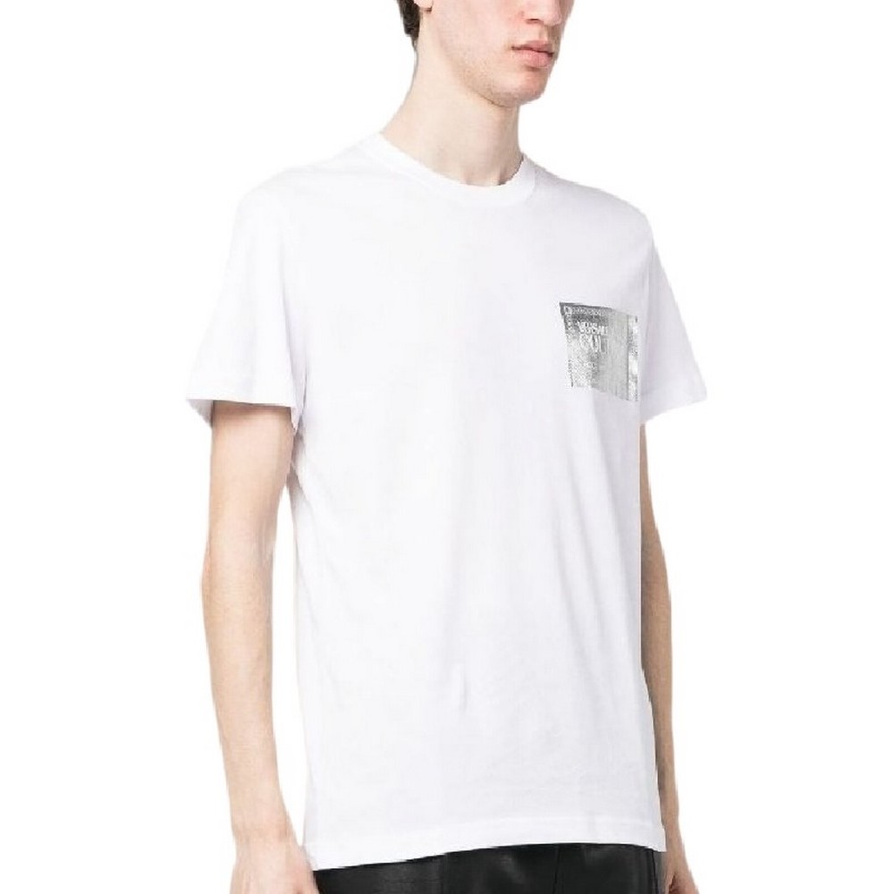 VERSACE JEANS COUTURE PIECE NR TEXT FOIL COTTON JERSEY T-SHIRT ΑΝΔΡΙΚΟ WHITE