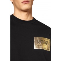 VERSACE JEANS COUTURE PIECE NR TEXT FOIL COTTON JERSEY T-SHIRT ΑΝΔΡΙΚΟ BLACK