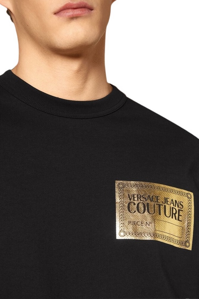 VERSACE JEANS COUTURE PIECE NR TEXT FOIL COTTON JERSEY T-SHIRT ΑΝΔΡΙΚΟ BLACK