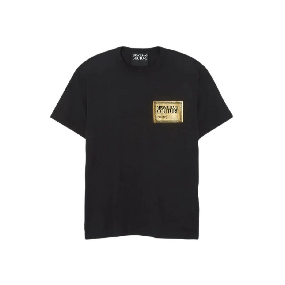 VERSACE JEANS COUTURE PIECE NR TEXT FOIL COTTON JERSEY T-SHIRT ΑΝΔΡΙΚΟ BLACK