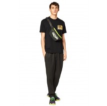 VERSACE JEANS COUTURE PIECE NR TEXT FOIL COTTON JERSEY T-SHIRT ΑΝΔΡΙΚΟ BLACK