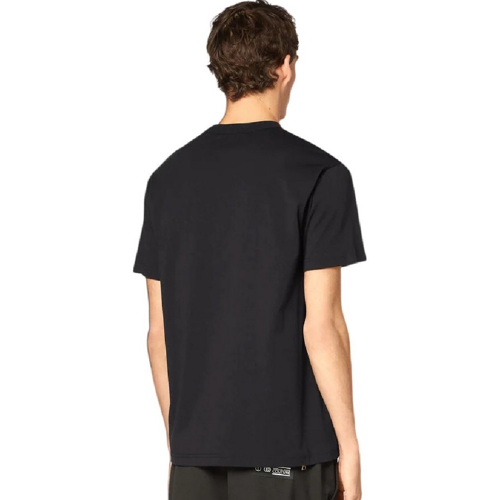 VERSACE JEANS COUTURE PIECE NR TEXT FOIL COTTON JERSEY T-SHIRT ΑΝΔΡΙΚΟ BLACK