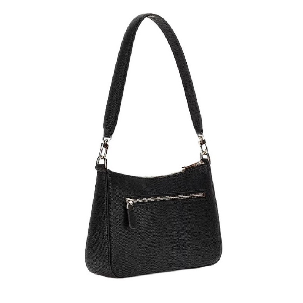 GUESS ECO JAZLYNN TOP ZIP SHLDR BAG ΤΣΑΝΤΑ ΓΥΝΑΙΚΕΙΑ BLACK