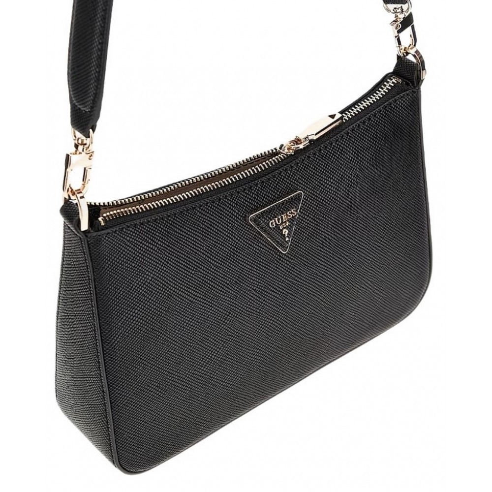 GUESS ECO JAZLYNN TOP ZIP SHLDR BAG ΤΣΑΝΤΑ ΓΥΝΑΙΚΕΙΑ BLACK