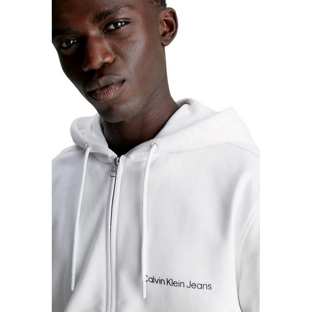 CALVIN KLEIN JEANS INSTITUTIONAL ZIP THROUGH HOODIE ΖΑΚΕΤΑ ΑΝΔΡΙΚΗ BRIGHT WHITE