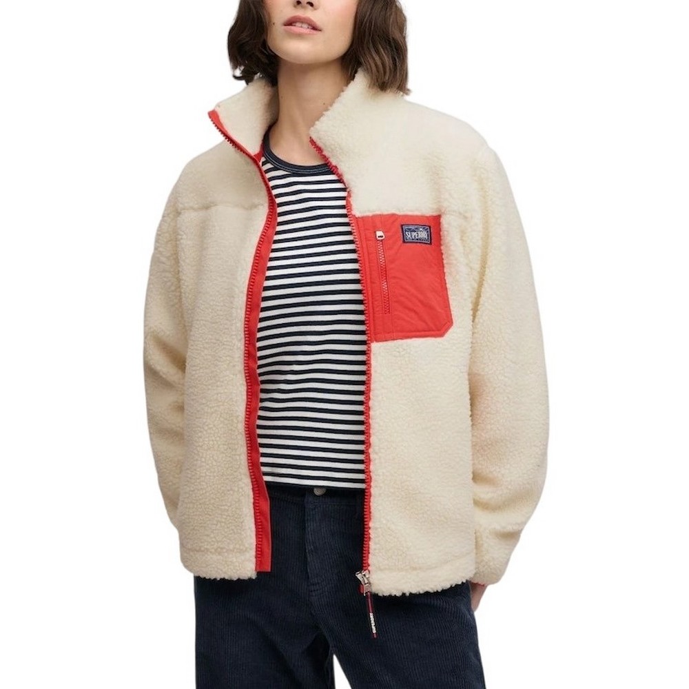 SUPERDRY HERITAGE ZIP THROUGH FLEECE ΖΑΚΕΤΑ ΦΛΙΣ ΓΥΝΑΙΚΕΙΑ CREAMY WHITE