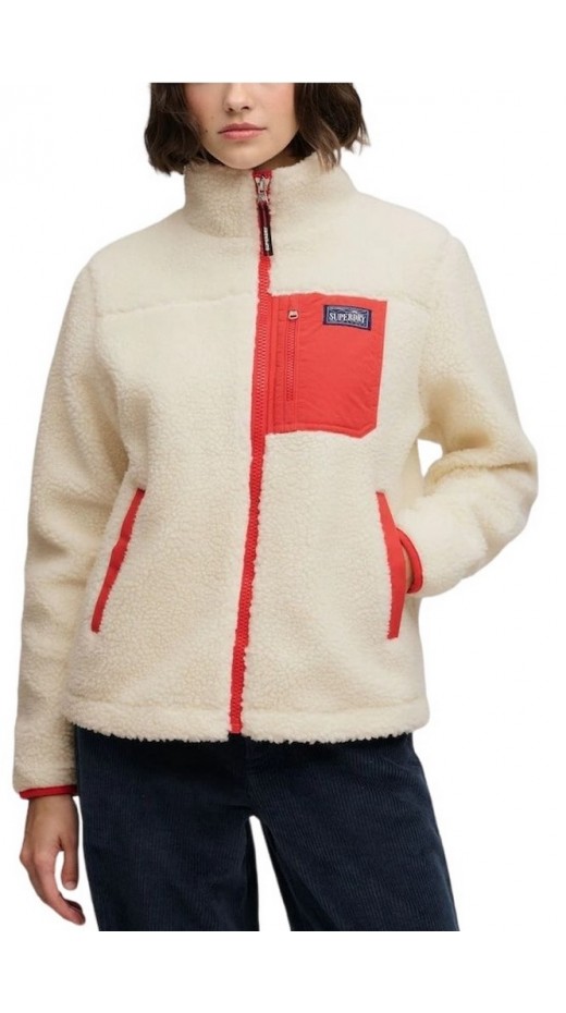 SUPERDRY HERITAGE ZIP THROUGH FLEECE ΖΑΚΕΤΑ ΦΛΙΣ ΓΥΝΑΙΚΕΙΑ CREAMY WHITE