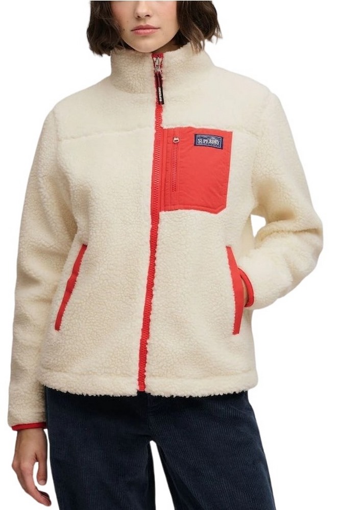 SUPERDRY HERITAGE ZIP THROUGH FLEECE ΖΑΚΕΤΑ ΦΛΙΣ ΓΥΝΑΙΚΕΙΑ CREAMY WHITE