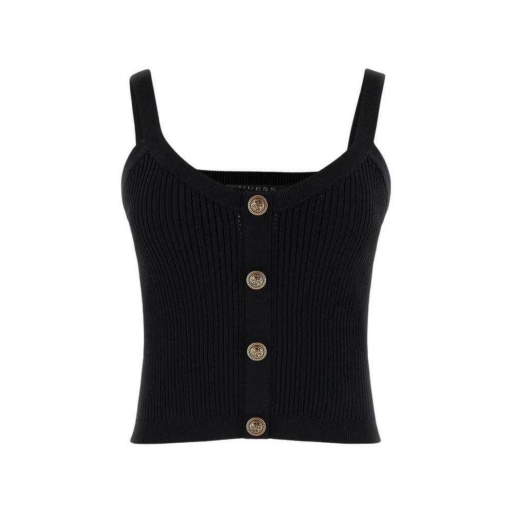 GUESS EMMIE TANK TOP SWTR ΤΟΠ ΠΛΕΚΤΟ ΓΥΝΑΙΚΕΙΟ BLACK