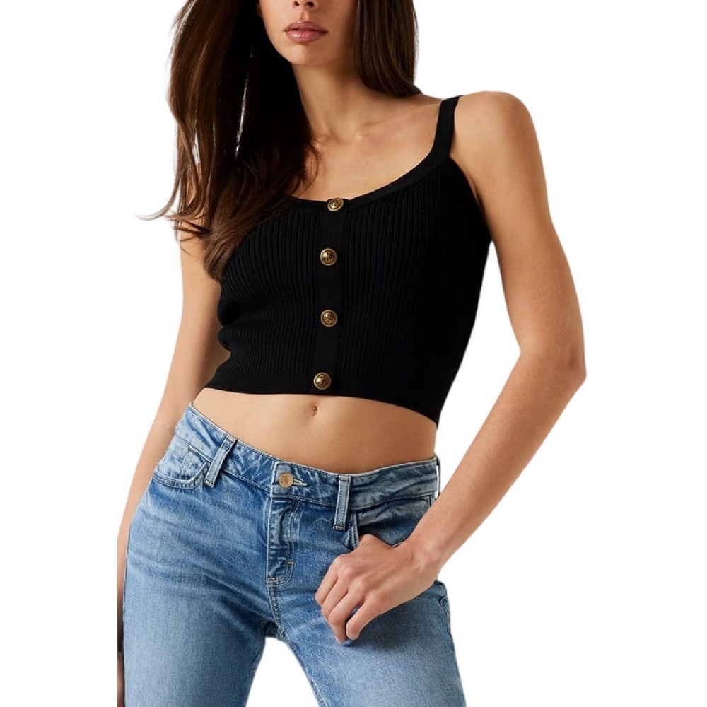 GUESS EMMIE TANK TOP SWTR ΤΟΠ ΠΛΕΚΤΟ ΓΥΝΑΙΚΕΙΟ BLACK