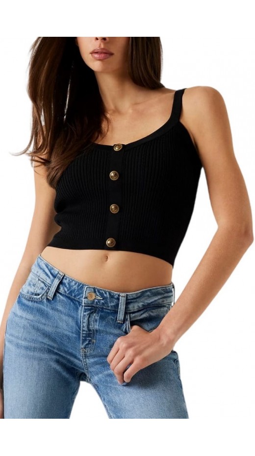 GUESS EMMIE TANK TOP SWTR ΤΟΠ ΠΛΕΚΤΟ ΓΥΝΑΙΚΕΙΟ BLACK