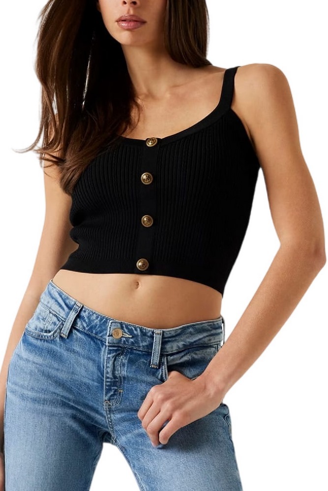 GUESS EMMIE TANK TOP SWTR ΤΟΠ ΠΛΕΚΤΟ ΓΥΝΑΙΚΕΙΟ BLACK