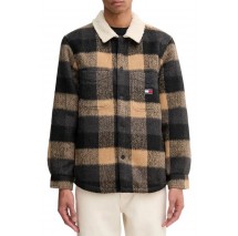 TOMMY JEANS CHECK TEDDY CLLR OVERSHIRT ΜΠΟΥΦΑΝ ΑΝΔΡΙΚΟ BLACK
