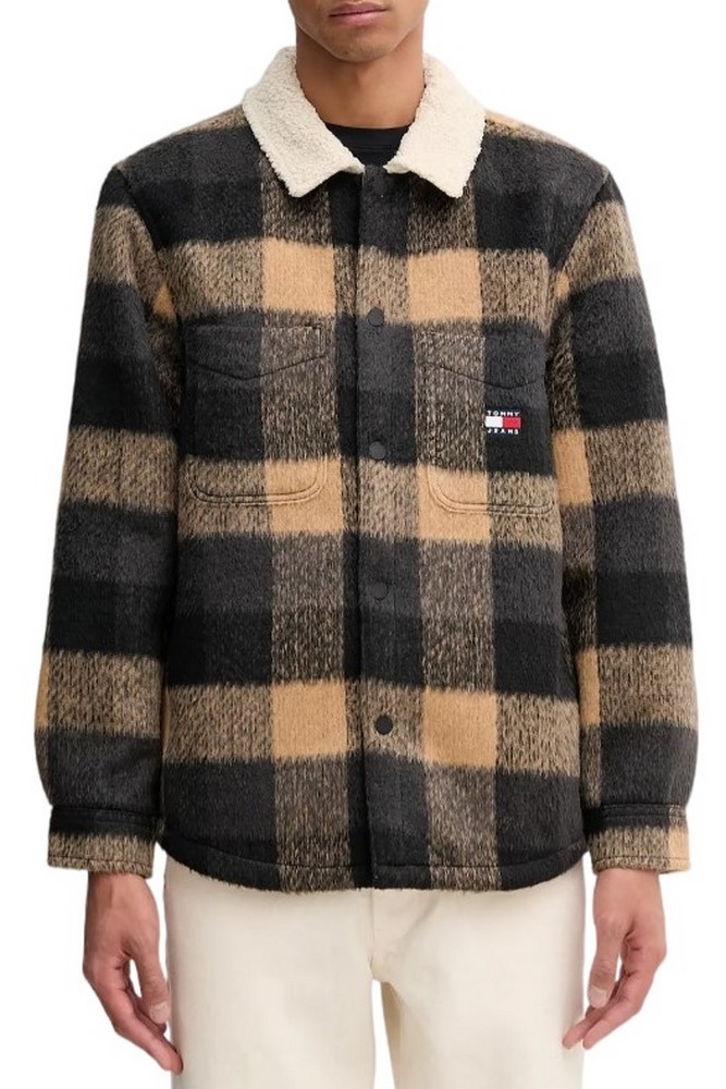 TOMMY JEANS CHECK TEDDY CLLR OVERSHIRT ΜΠΟΥΦΑΝ ΑΝΔΡΙΚΟ BLACK
