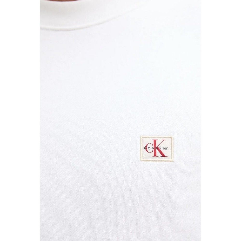 CALVIN KLEIN JEANS LS EU BADGE 350TERRY CN SWEATSHIRT ΦΟΥΤΕΡ ΜΠΛΟΥΖΑ ΑΝΔΡΙΚΗ BRIGHT WHITE